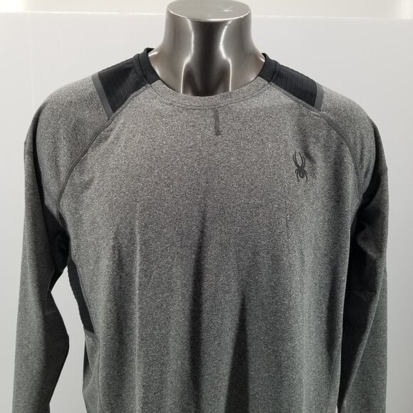 2 of Spyder Shirt Adult Active Long Sleeve Gray Proweb Athletic Top Mens Sz XL - Picture 4 of 11